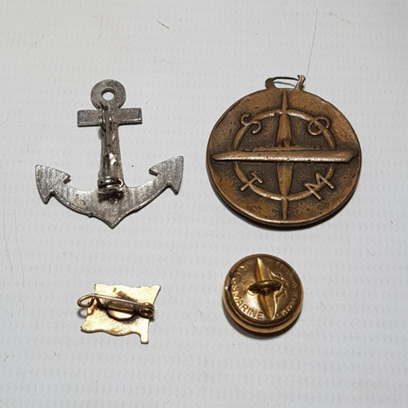 Antigua Medalla Náutica Timones + Botón Y Pines Mag 60164 1