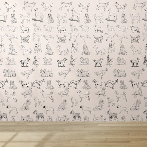 Papel De Parede Vinil Petshop Quarto Cães Dogs Desenho 12m 0