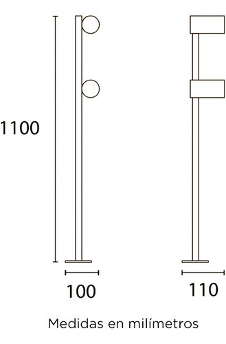 Poste Direccionable Negro 2xgu10 Ip54 1100mm 1
