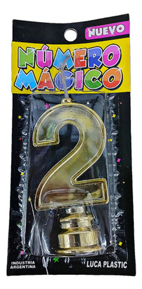 Vela Numero Metalizada Dorada N°2 0