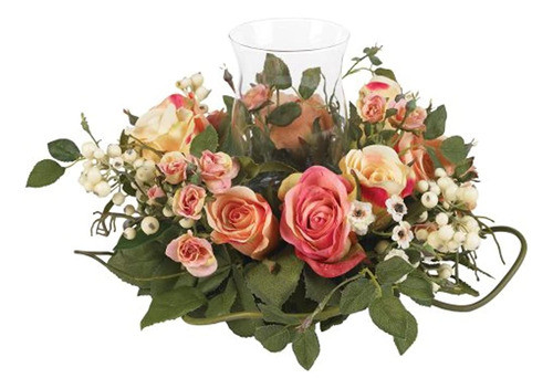 Casi Natural 4685-ap Mini Candelabro De Rosas De Seda Arregl 0