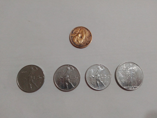 Lote De 5 Monedas Lira Italia 1925 1976 1977 1978 1979 0