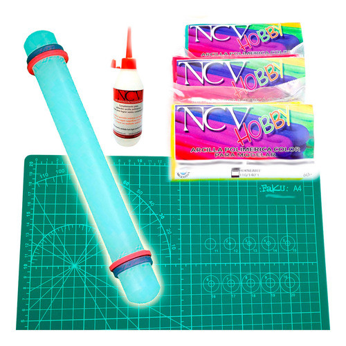 Rodillo De Amasar Plancha A4 Y 3 Arcilla Polimérica Colores 0