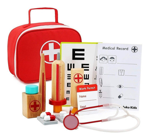 Juego De Doctor Doctora Medico En Valija De Madera Magnific 0