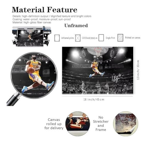 Kozyou Póster De Baloncesto De James De 12 X 18 1