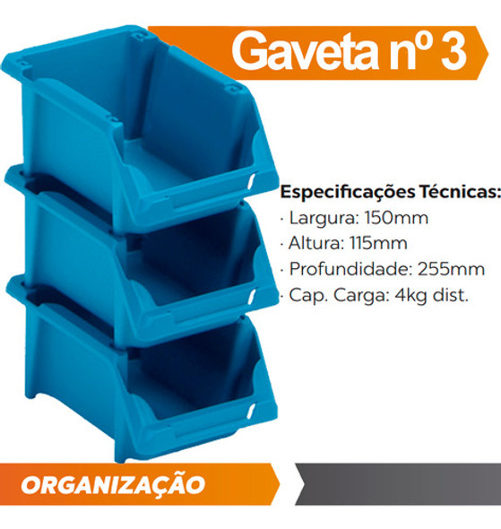 Gaveta Plástica Prática Empilhável Nº 5 Azul Presto C/1 Und 1