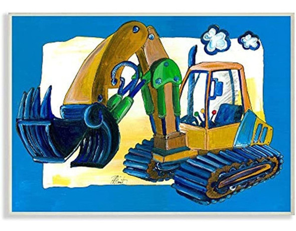 The Kids Room By Stupell Yellow Excavator With Blue Border R 0 The Kids Room By Stupell Yellow Excavator With Blue Border R 0