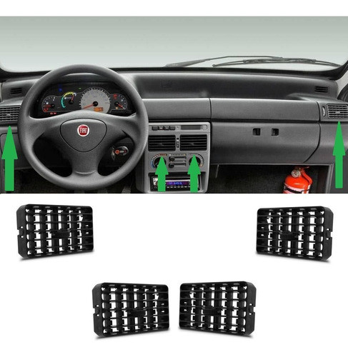 Moldura Do Ar Condicionado Uno Quadrado 2011 Preto 4 Peças 0