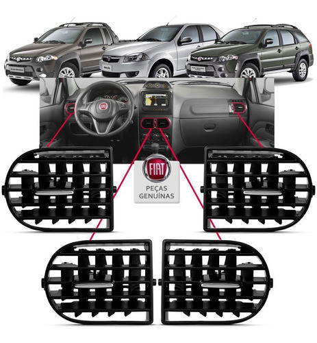 Kit 4 Pçs Difusor Telinha Saida Ar Fiat Palio Adventure 2016 0