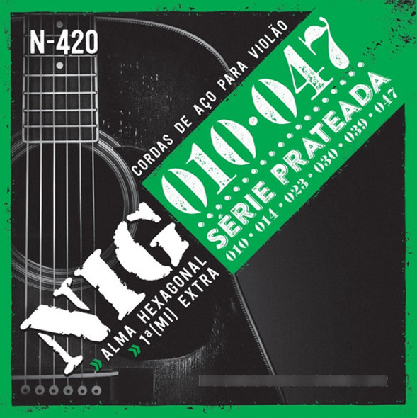 Kit 3 Encordoamentos Nig N420 Prateada .010 P/ Violão Aço 1