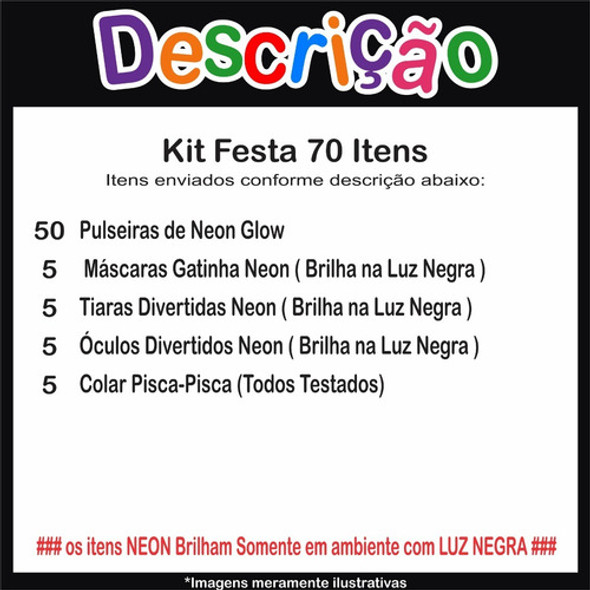 Kit Festa Neon Balada Aniversário Adereços 70 Itens 1
