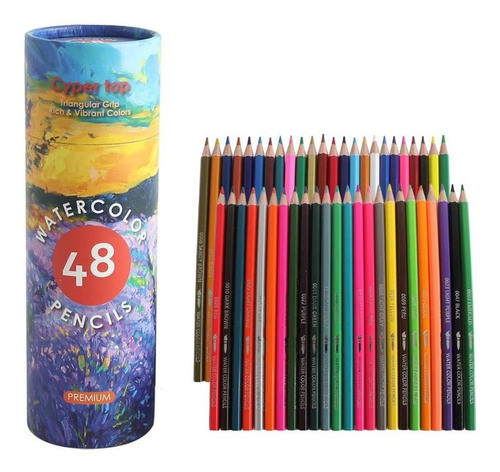 Set De 48 Lapices De Colores Para Acuarela + Pincel 0