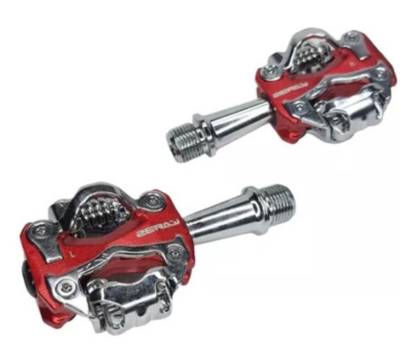 Pedales De Mtb Zeray Zp-108s Rojo A Ruleman Con Calas 1