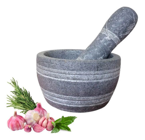 Almofariz De Pedra Sabão Bem Resistente E Gostoso De Usar. 0