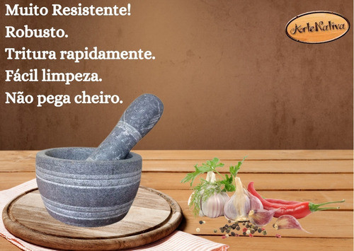 Almofariz De Pedra Sabão Bem Resistente E Gostoso De Usar. 1