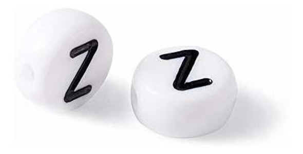 Cuentas Redondas Blancas Con Letra Z Negra X 100u  7mm 1