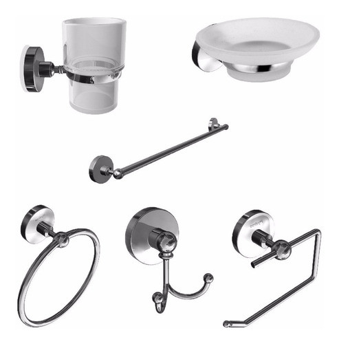 Kit Accesorio Hydros 6 Piezas Viva  Con Toallero Barral 0