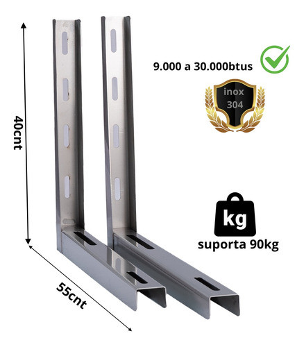 Suporte Inox Ar Split De Parede 9-30.000 Btus Pronta Entrega 1