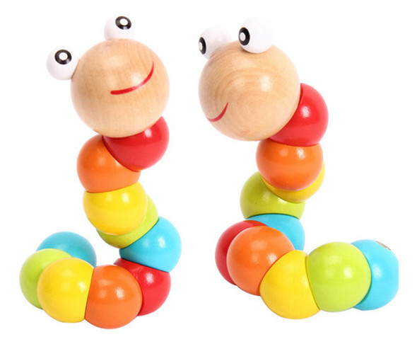 Juguete De Madera Oruga Flexible Articulada Montessori 0