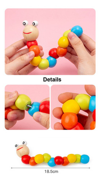 Juguete De Madera Oruga Flexible Articulada Montessori 1
