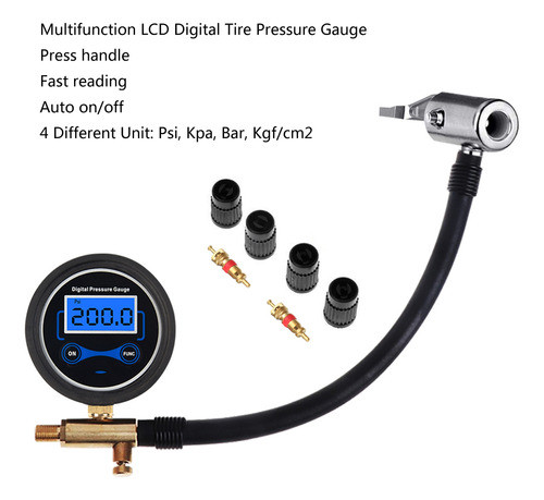 (a) Pneu Tire Rapid Deflator Pressure Gauge Meter Tool Metal 1