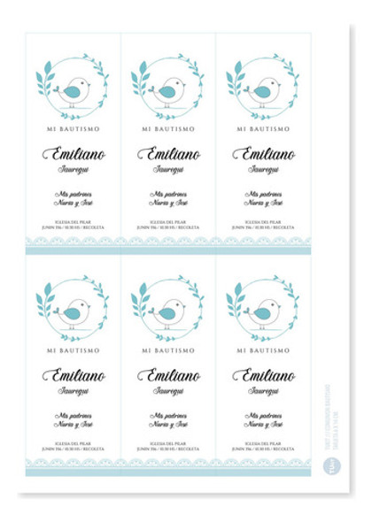 Estampita Imprimible Pajarito Celeste Tukit 0