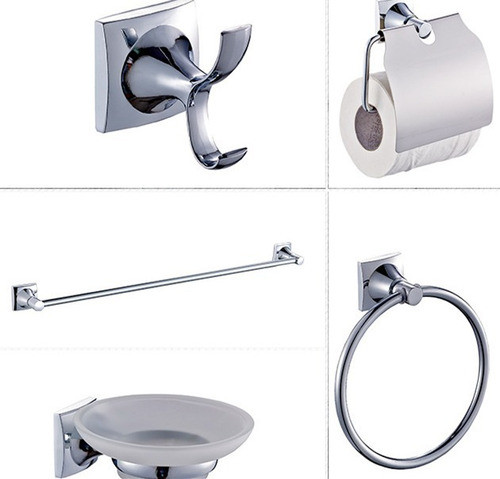 Kit Accesorios Set De Baño 6 Piezas Cromado Y Vidrio 1