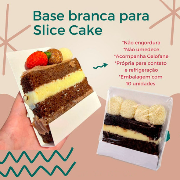 Embalagem Branca Slice Cake Fatia De Bolo C/ Celofane 50un 1