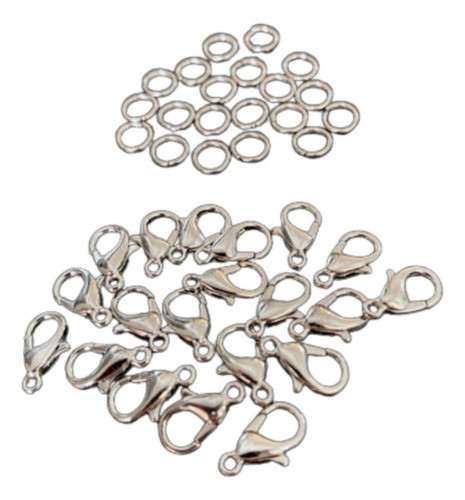 20 Mosqueton 12 Mm Niquel + 20 Argolla Union 6mm Bijou 0