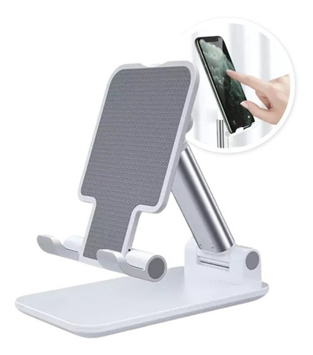 Soporte Celular Tablet Escritorio Plástico Blanco 0