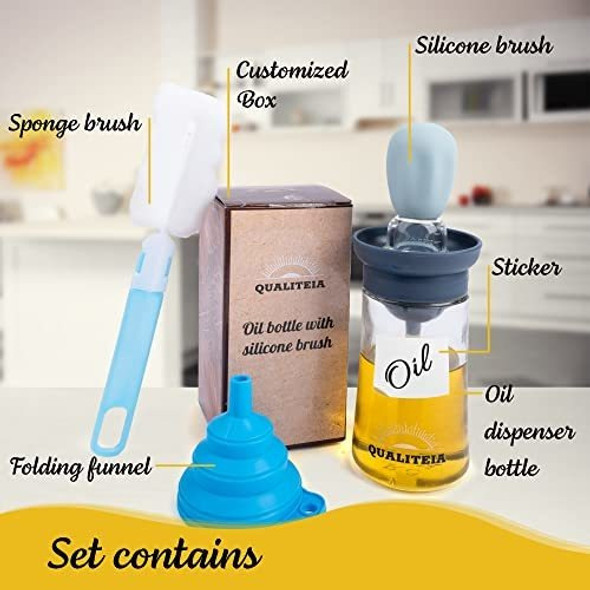 Dispensador De Aceite Con Cepillo Y Embudo De Silicona 1