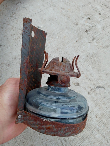 Lampara De Vidrio Transparente C/mechero A Kerosene Antigua 1