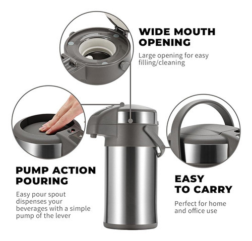 Ojoj 4l/133oz Jarra De Café Térmica Con Bomba, Dispensador T 1