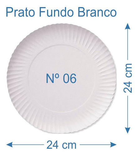 100 Pratos De Papelão Fundo Branco Nº 6 (24cm) 1