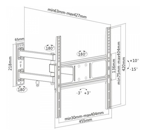 Soporte Tv Led Lcd 32 A 55' Articulado Brazo Mov Worldmaster 1