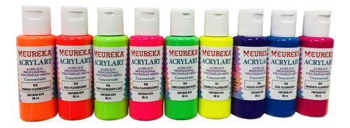 Acrilico Eureka Fluorescente 60 Cc X 9 Colores 0