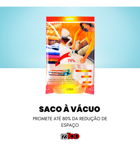 Kit 1x Saco A Vácuo 68x98cm Edredom Cobertor Guardar + Bomba 1
