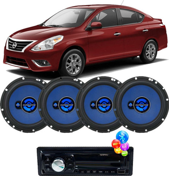 Kit Som Bt Usb Rádio + 4 Alto Falantes Hurricane Versa 0