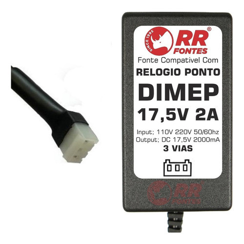 Fonte 17,5v 2a Para Relogio De Ponto Dimep D15719540 3 Vias 0