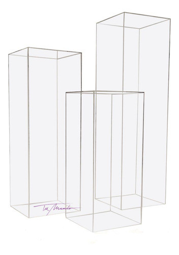 Pedestal Acrílico Set X 3 Mesa Acrílica Decoración Fiestas 0