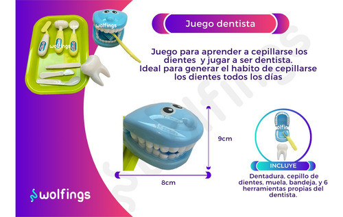 Juego Odontologo Doctor Kit Dentista Juguete Lavar Dientes 1