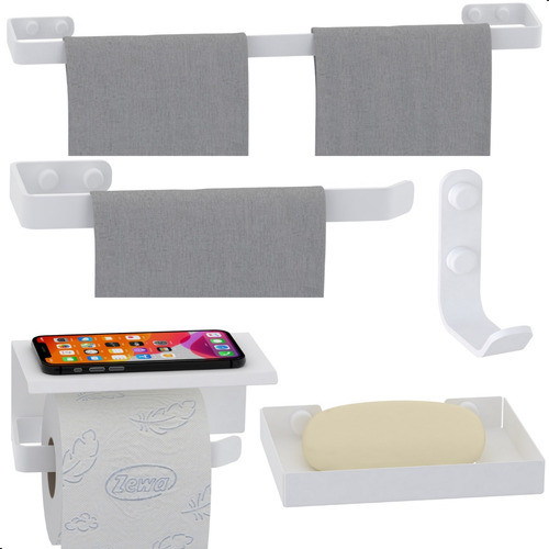 Kit Acessórios Para Banheiro Branco 5 Peças Max 0