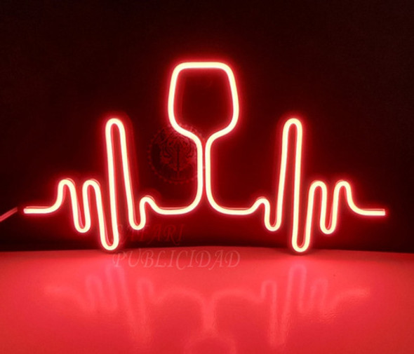 Cartel Copa De Vino  Electro En Neón Led - Deco - Figuras 1