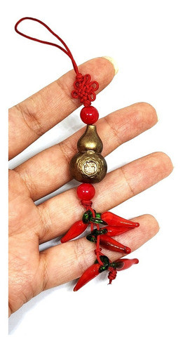 Colgante Calabaza Wu Lou Con Ajies De Vidrio Feng Shui 1