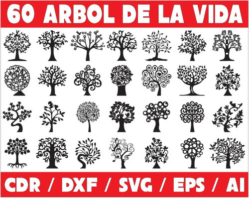 Pack De Vectores Corte Laser- Arboles De La Vida 0