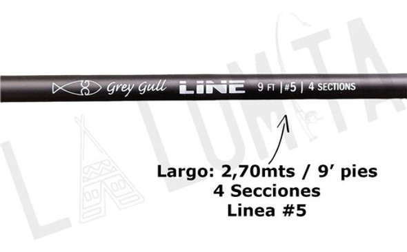 Caña De Mosca Grey Gull Line 2,7mts 4 Tramos Linea 5 1