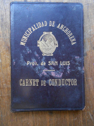 Carnet Antiguo Conductor San Luis 1938 0