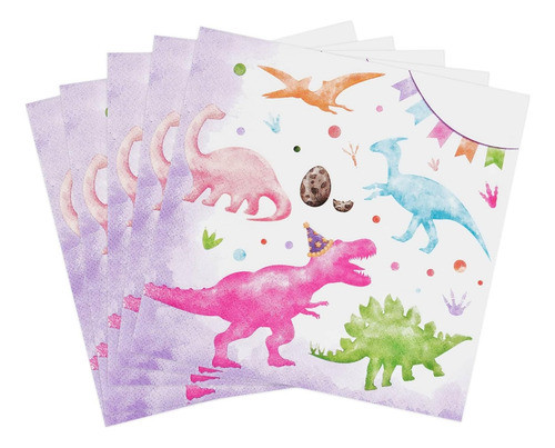 Wernnsai Guardanapos De Festa De Dinossauro Em Aguarela -... 0