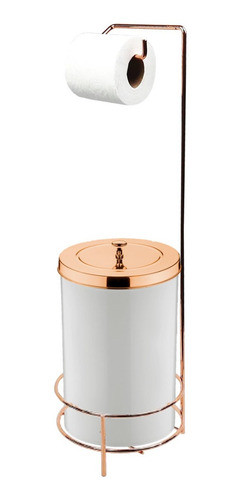Suporte Porta Papel Hig Papeleira Lixeira Banheiro Rose Gold 0