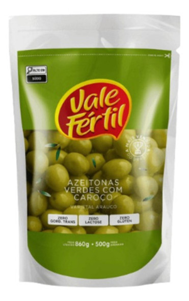 Kit 3 Azeitona Verde Com Caroço Vale Fértil 860g 1
